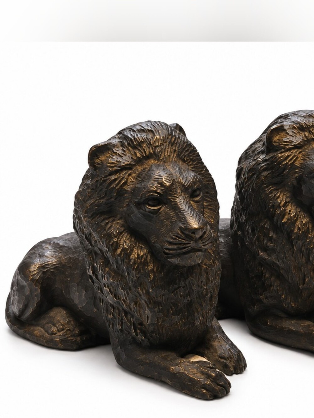 Bronze Lion Statues Lying Down   Unsigned